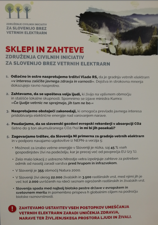 Prvo srečanje Združenja civilnih iniciativ ZA SLOVENIJO BREZ VETRNIH ELEKTRARN